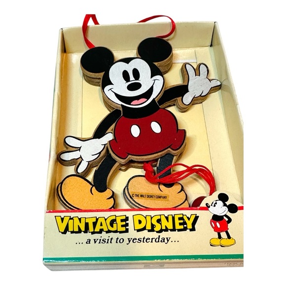 Vintage Walt Disney Mickey Mouse Kurt S Adler Wooden Christmas Ornament W4745 - Picture 3 of 8